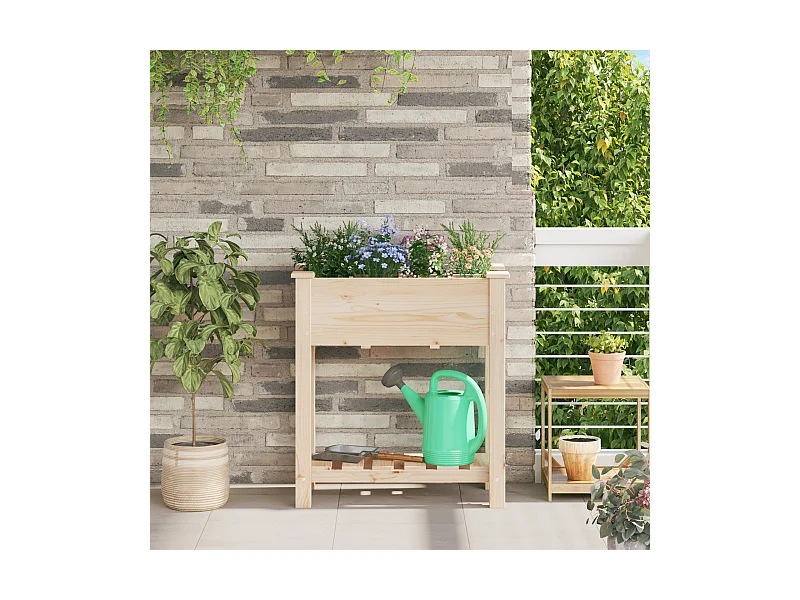 Plantenbak met roosters 71x37x76 cm van massief grenenhout