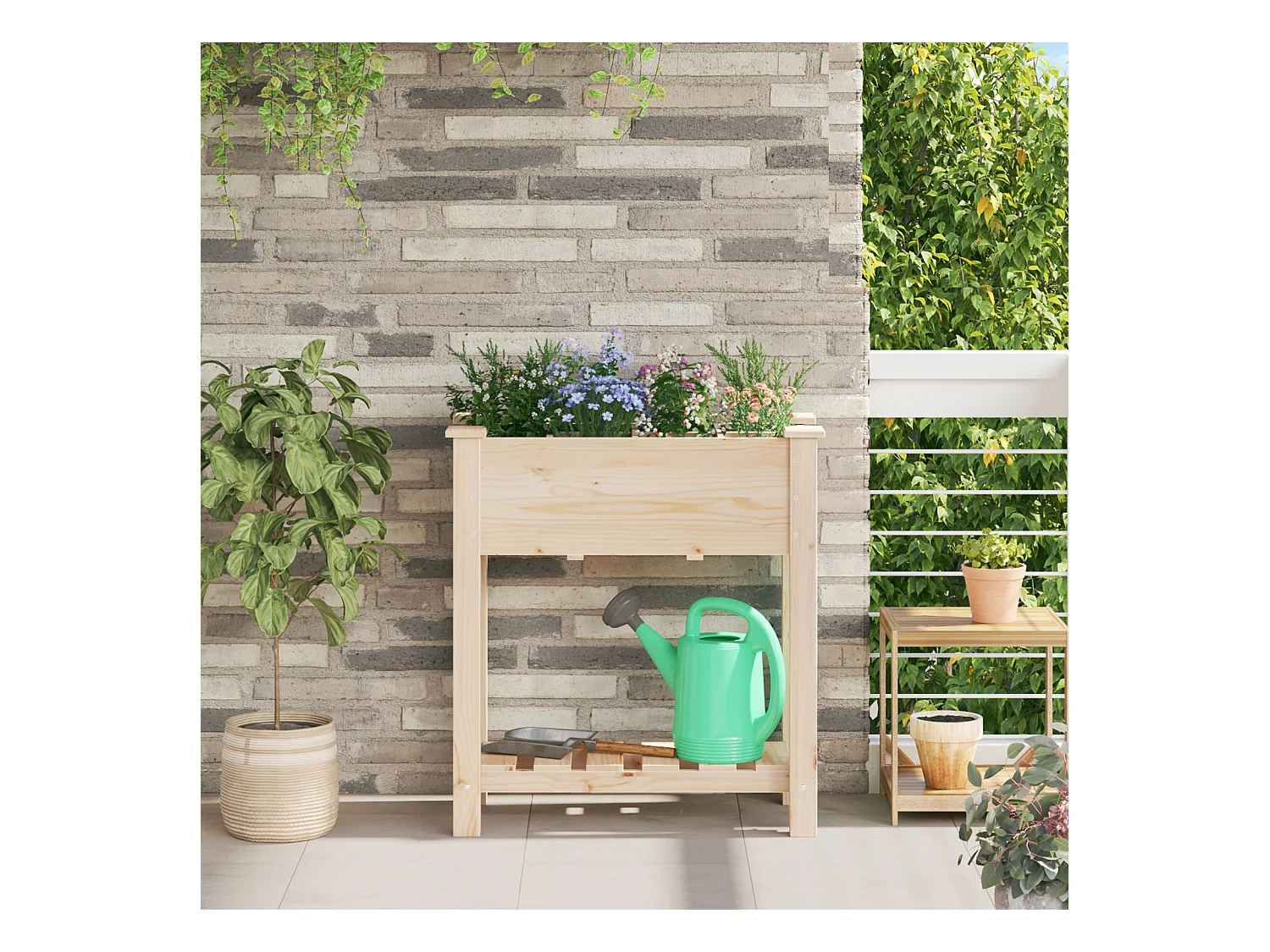 Jardinière avec grilles 71x37x76 cm en bois massif de pin