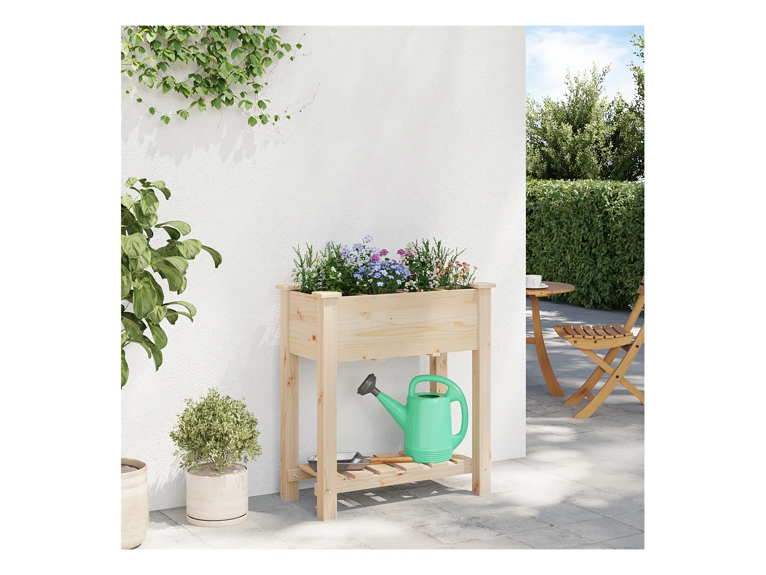 Jardinière avec grilles 71x37x76 cm en bois massif de pin