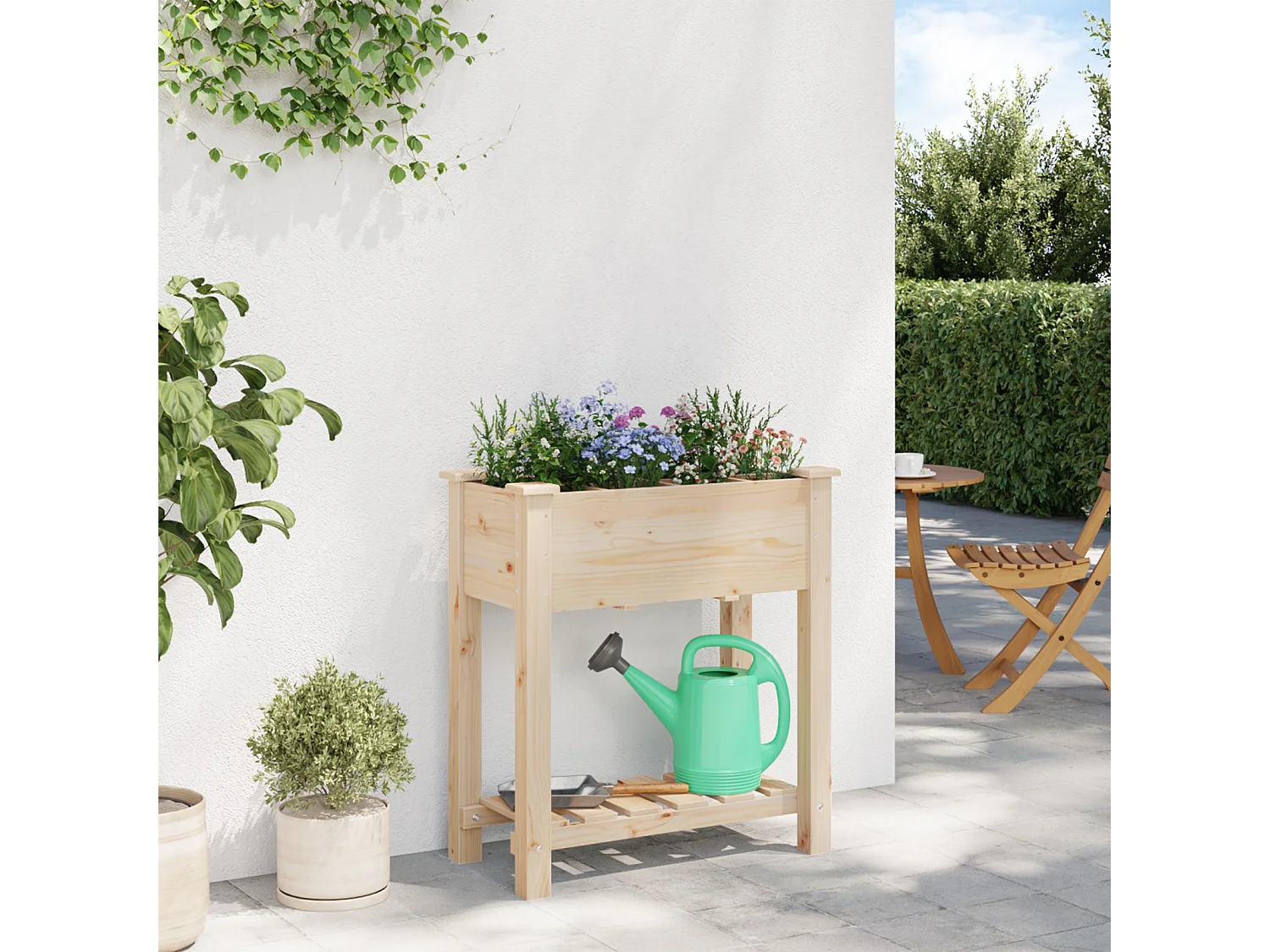 Jardinière avec grilles 71x37x76 cm en bois massif de pin