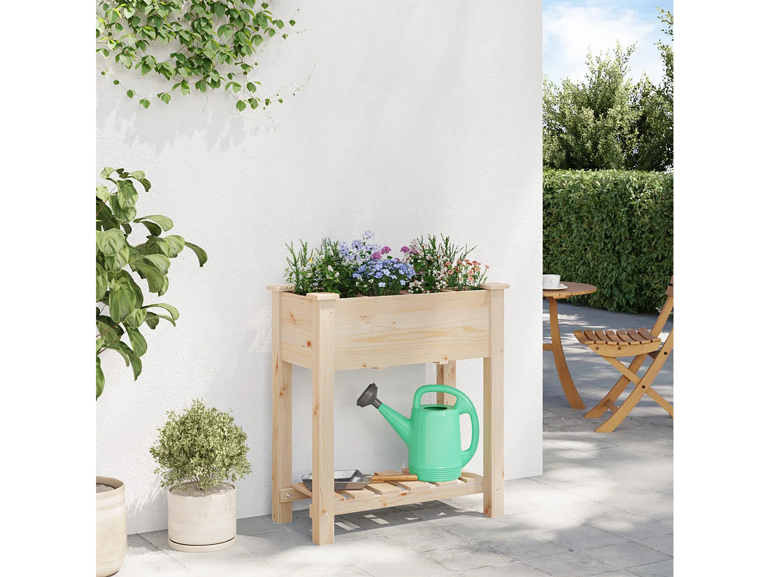 Jardinière avec grilles 71x37x76 cm en bois massif de pin