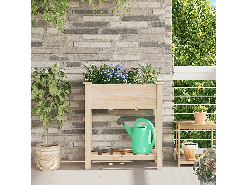 Plantenbak met roosters 71x37x76 cm van massief grenenhout