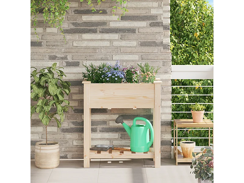 Jardinera con rejillas 71x37x76 cm en madera maciza de pino