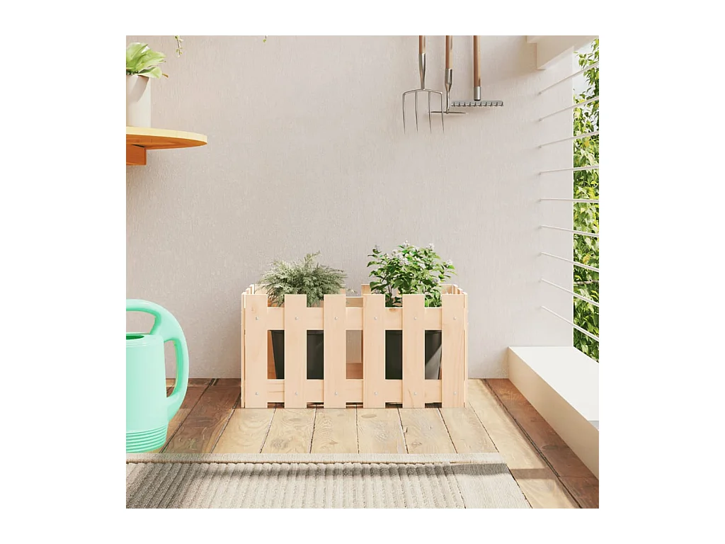 Jardinière avec design de clôture 60x30x30 cm pin massif