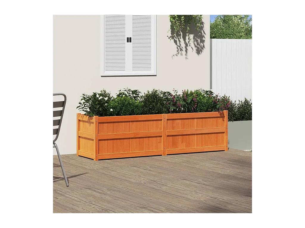 Fioriera in cera marrone 180x50x50 cm in legno massello di pino