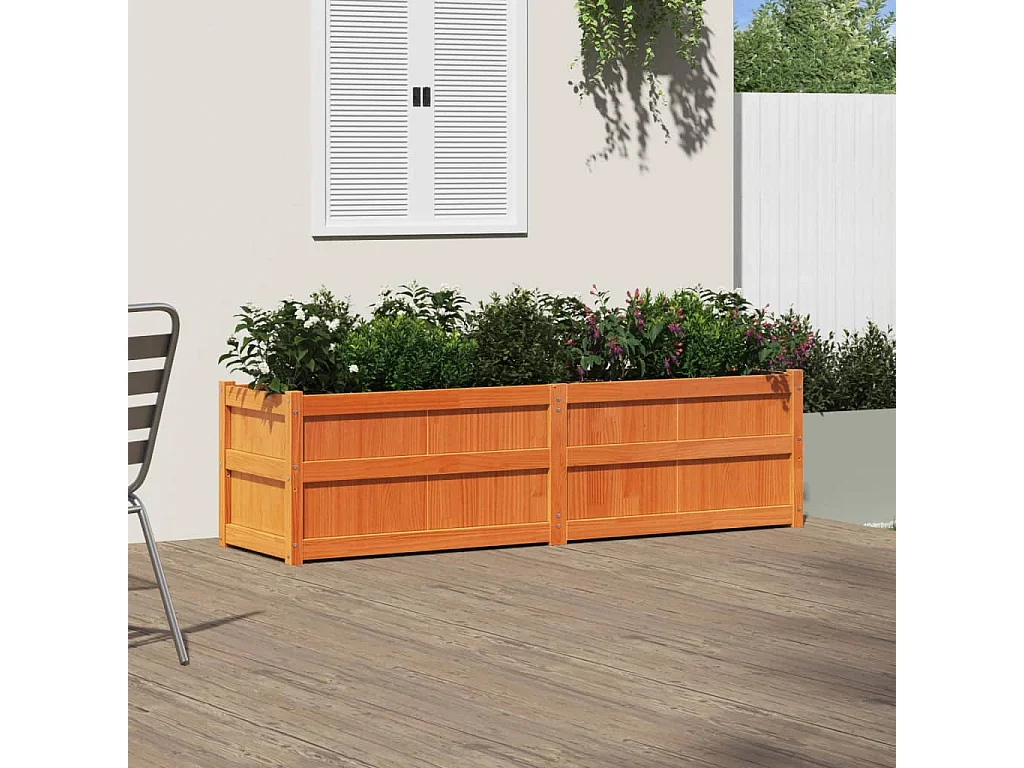 Jardinière cire marron 180x50x50 cm bois de pin massif