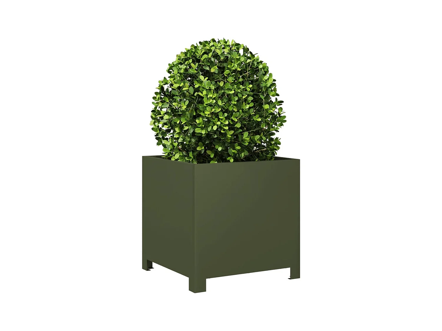 Plantenbakken 2 stuks olijfgroen 40x40x40 cm staal