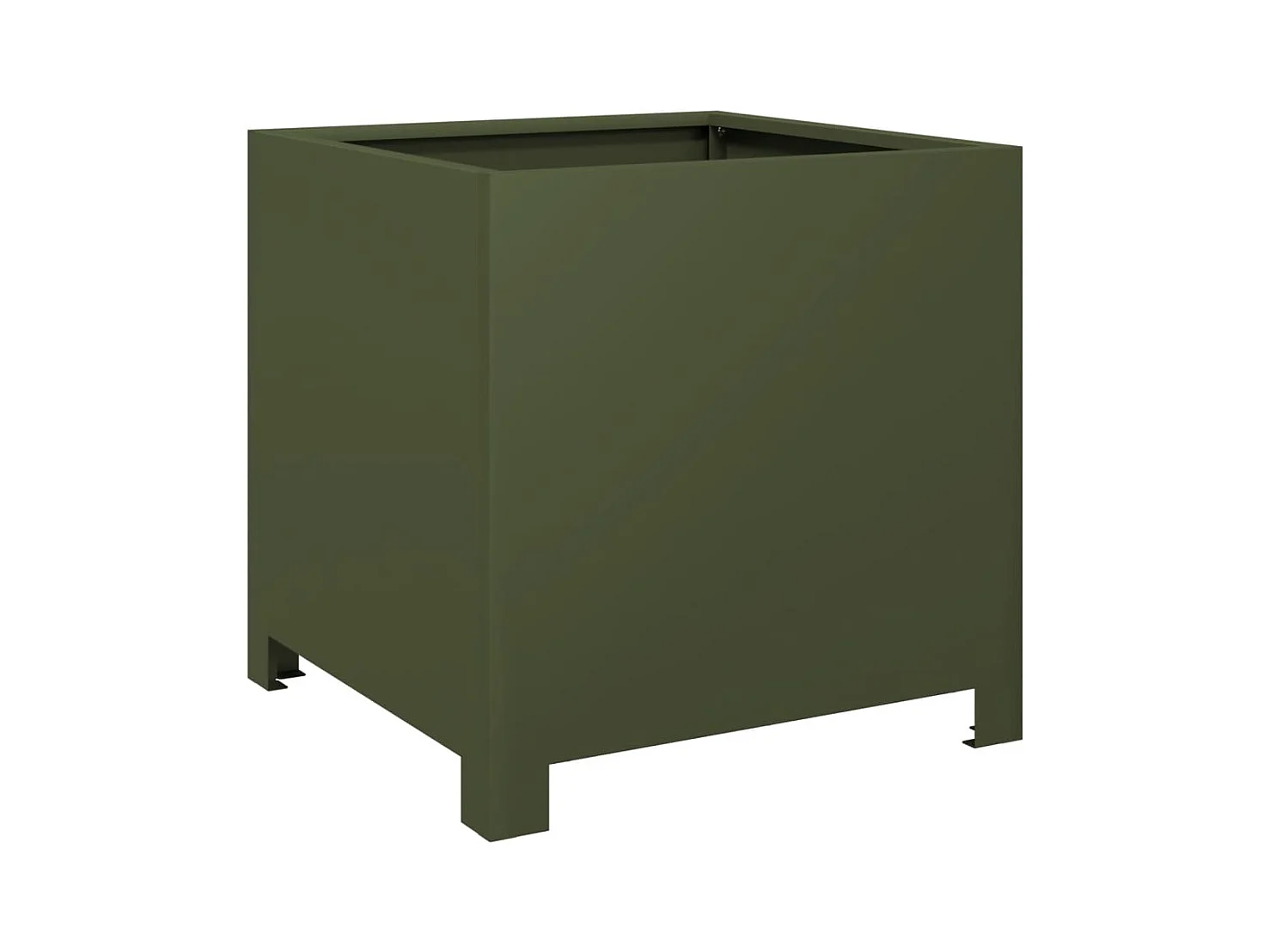 Plantenbakken 2 stuks olijfgroen 40x40x40 cm staal