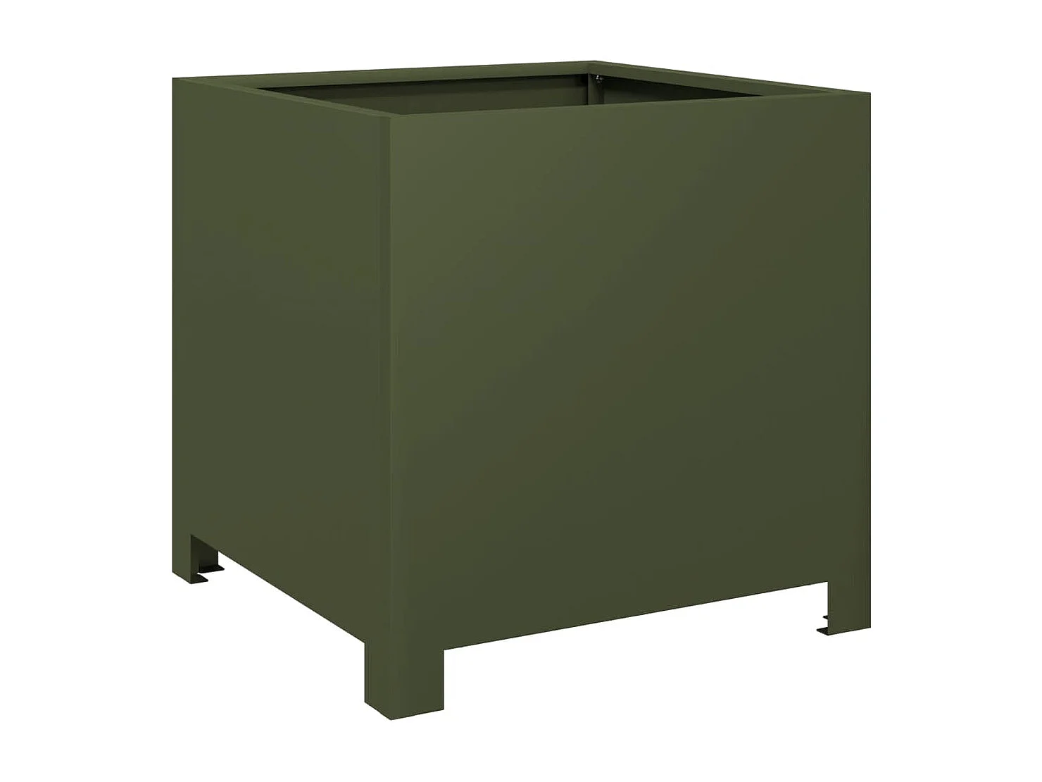 Plantenbakken 2 stuks olijfgroen 40x40x40 cm staal