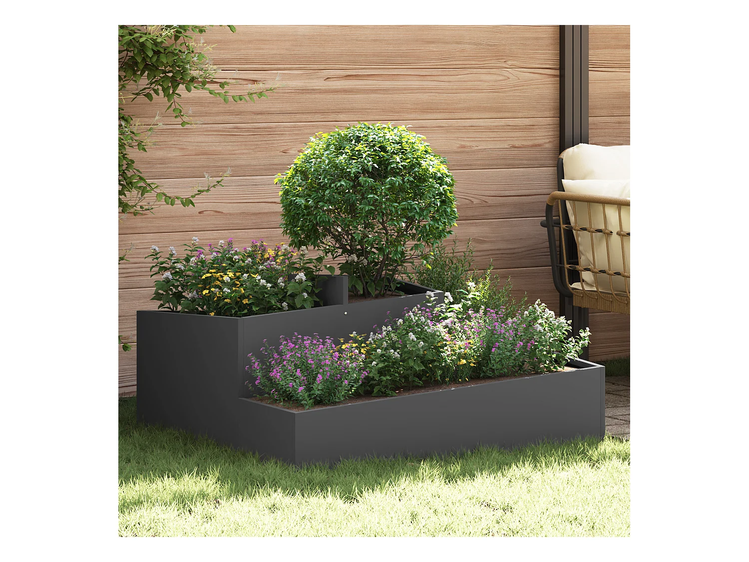 Töpfe & Pflanzkübel Große dekorative Intarsien aus schwarzem Metall