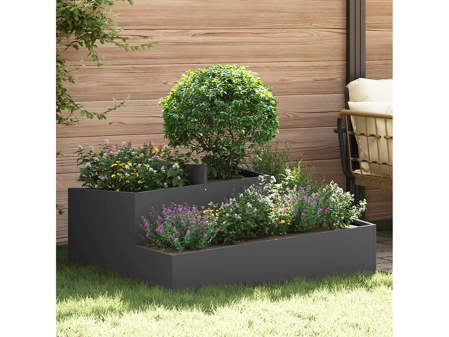 Pots & Jardinières Noir Métal Grand Incrustations décoratives