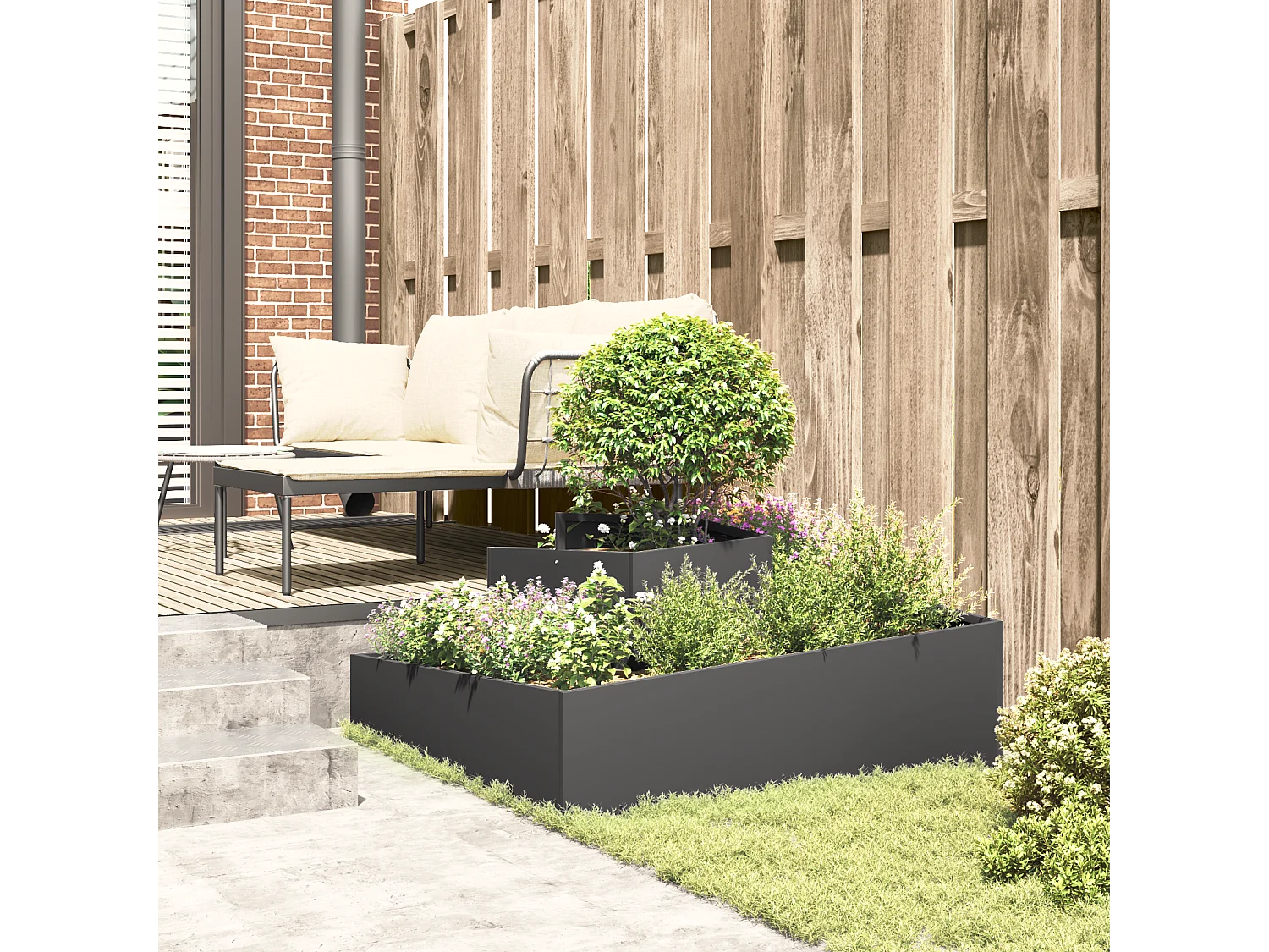 Pots & Jardinières Noir Métal Grand Incrustations décoratives