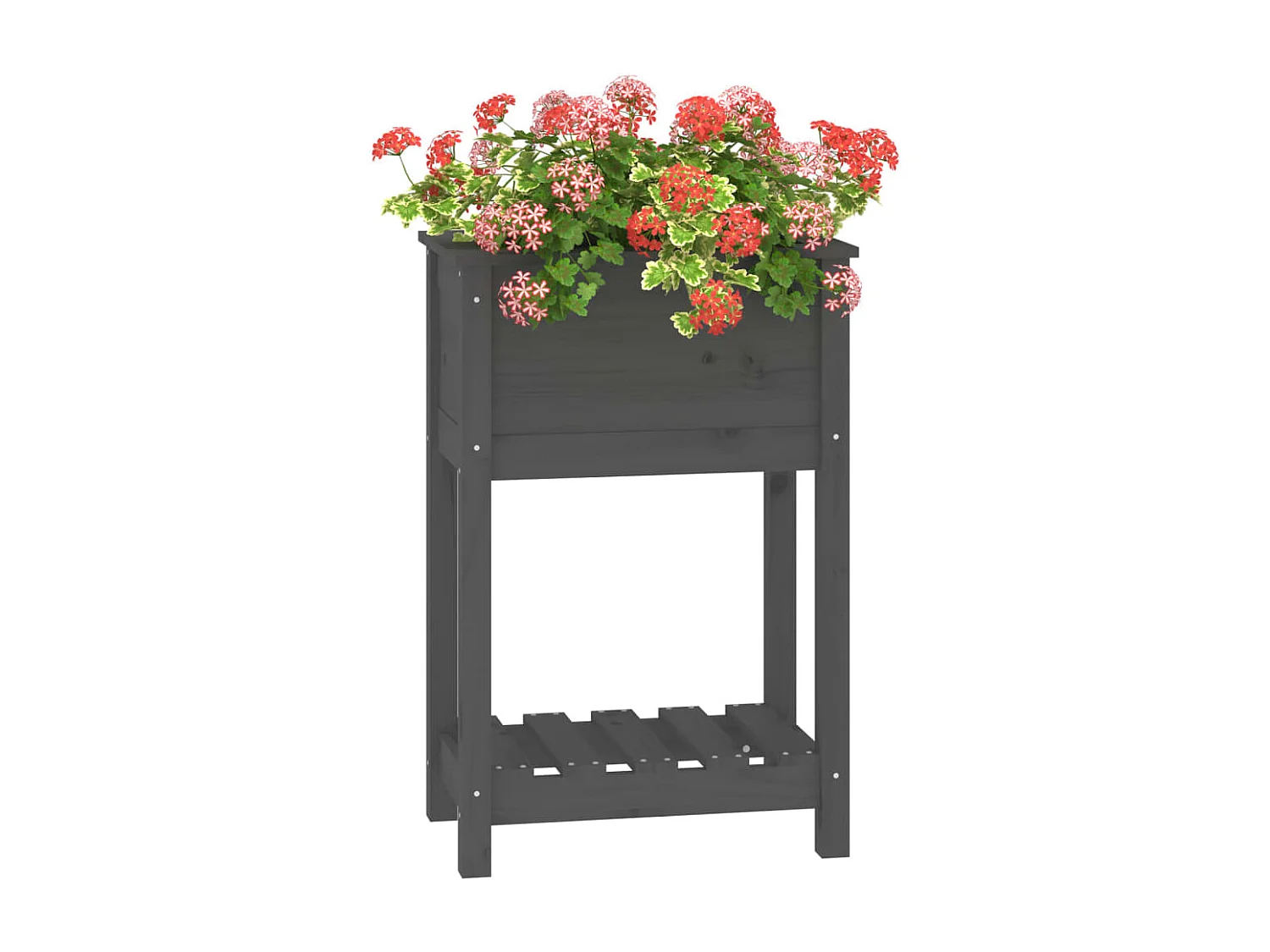 Jardinière avec étagère Gris 54x34,5x81 cm Bois massif de pin