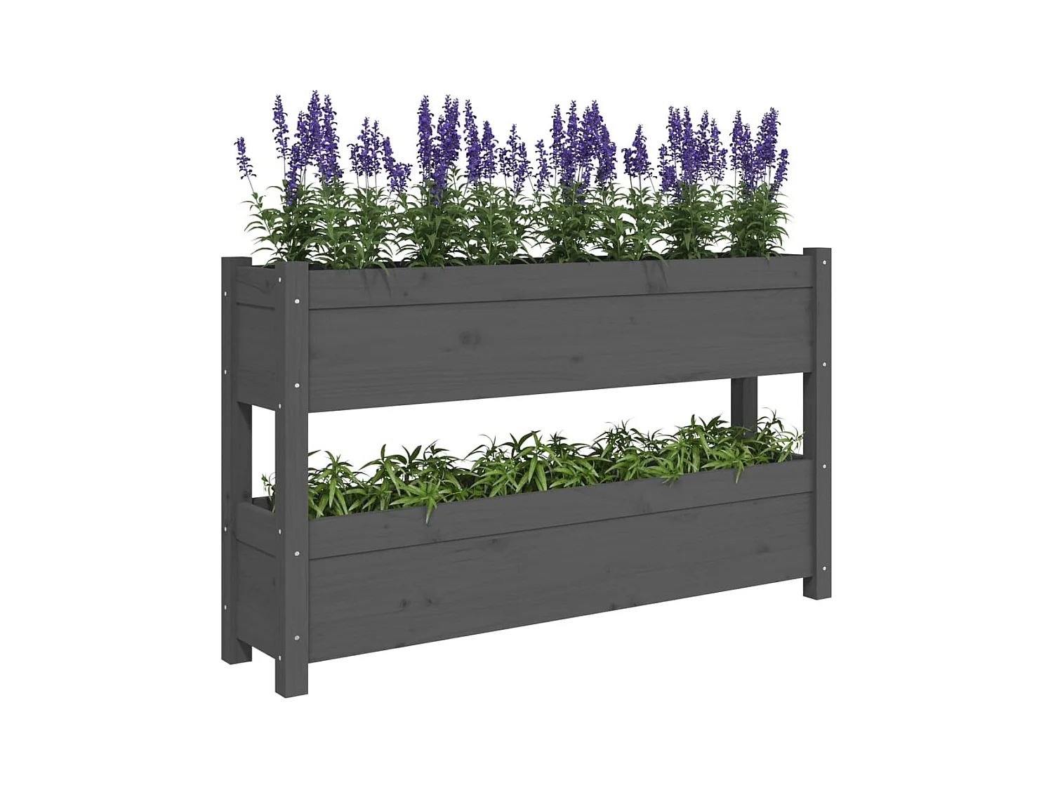 Jardinière Gris 112x25x66 cm Bois massif de pin