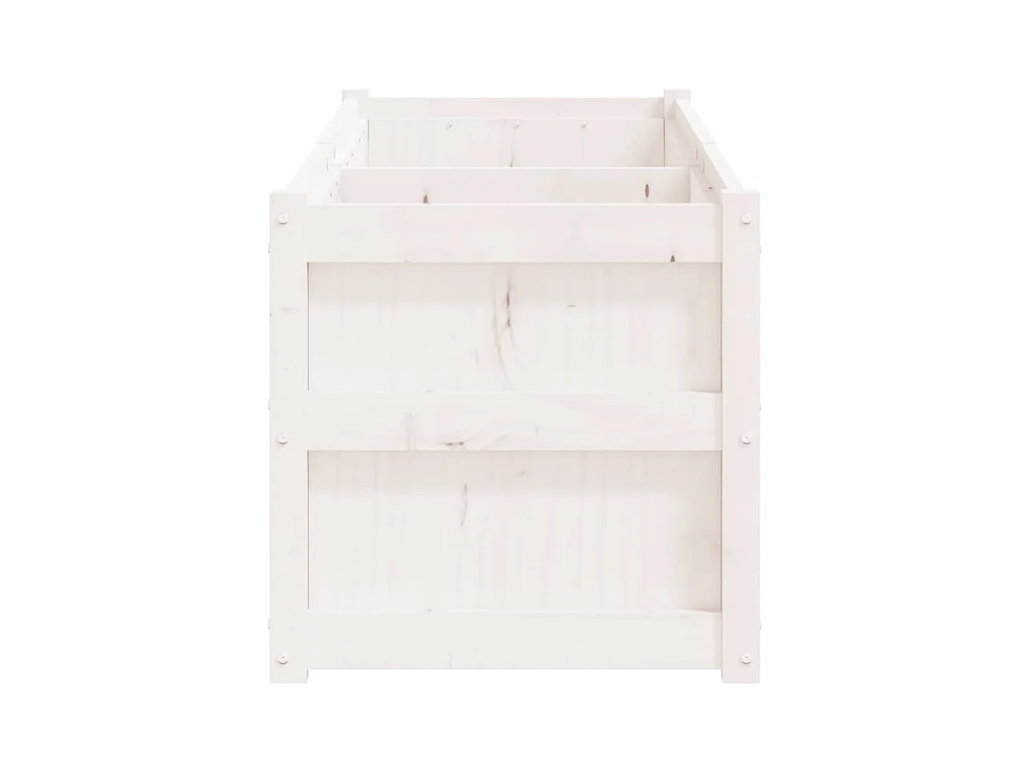 Fioriera bianca 150x50x50 cm in legno massello di pino