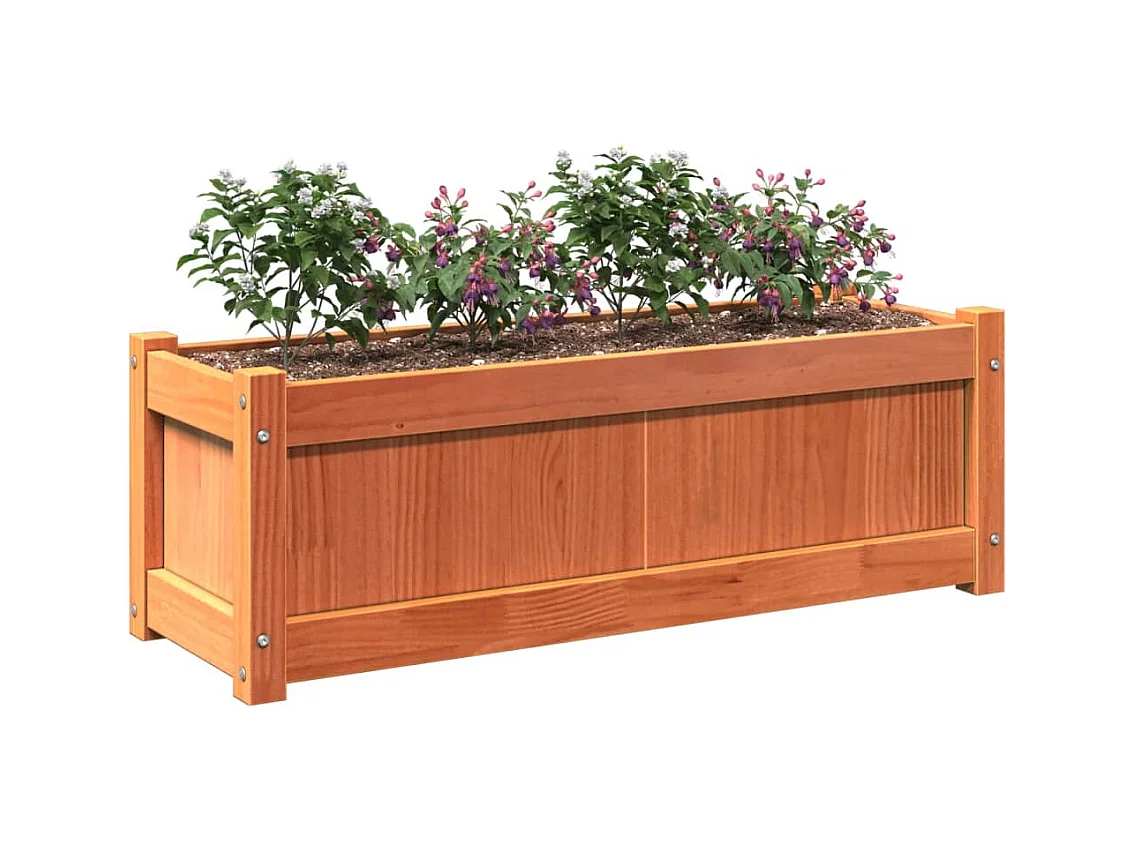 Pflanzkübel 2 Stück braun gewachst Massivholz Kiefer