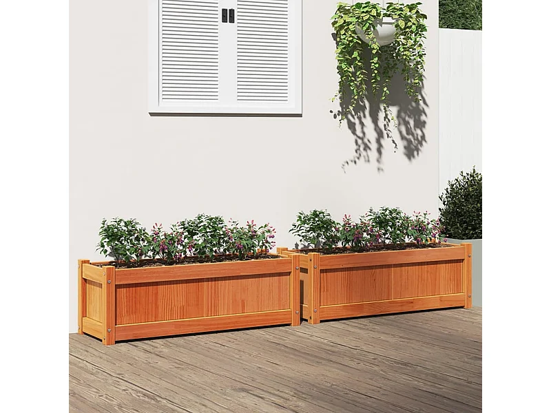 Jardinières 2 pcs cire marron bois de pin massif