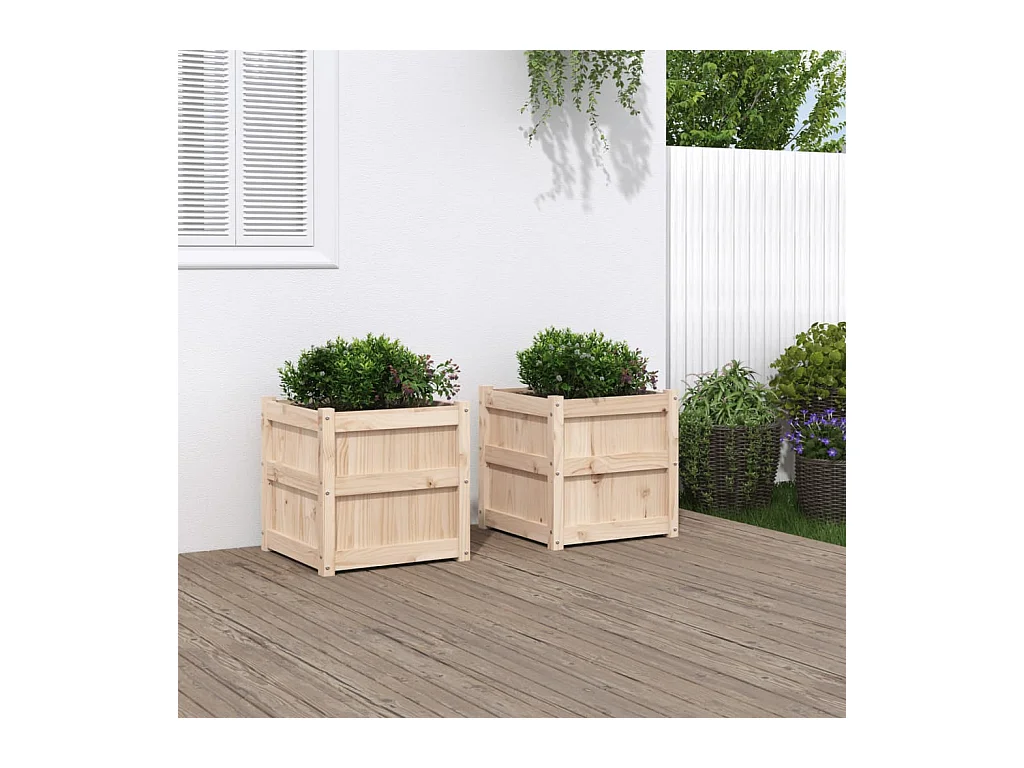 Jardinières 2 pcs bois de pin massif
