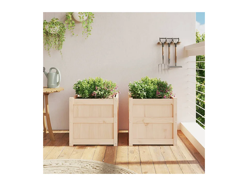 Jardinières 2 pcs bois de pin massif