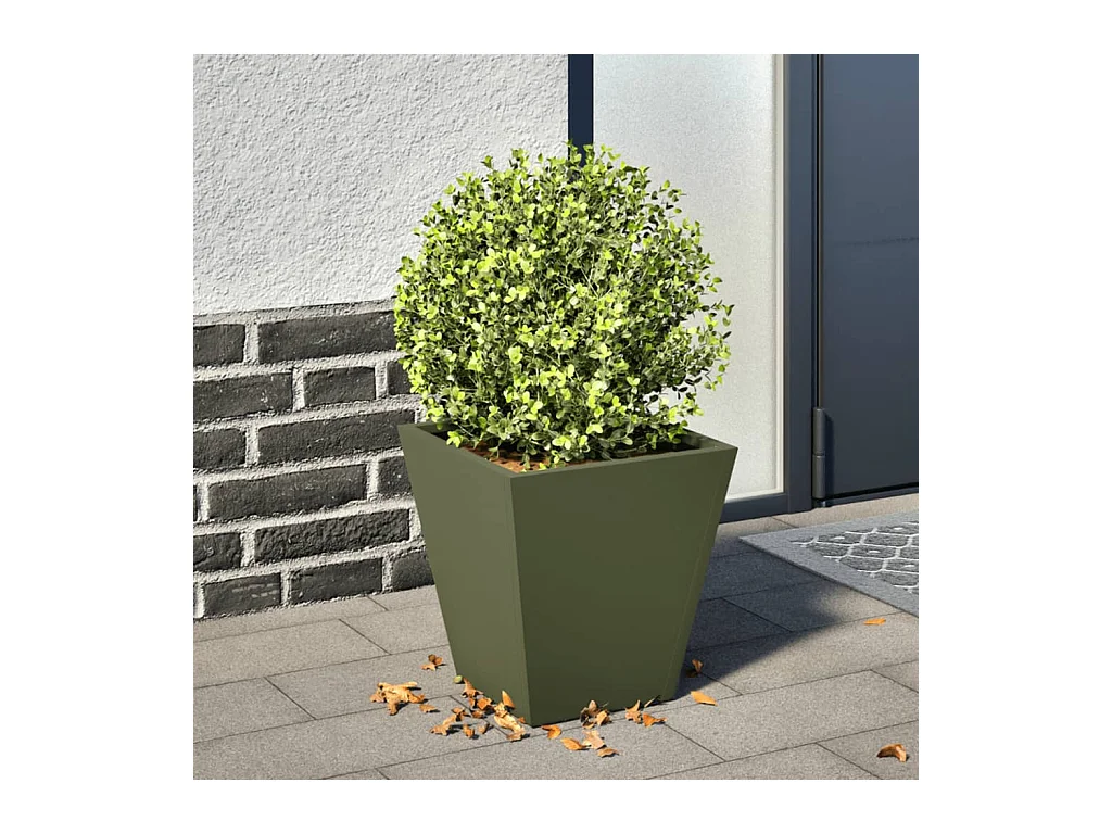 Olijfgroene plantenbak 30x30x30 cm staal