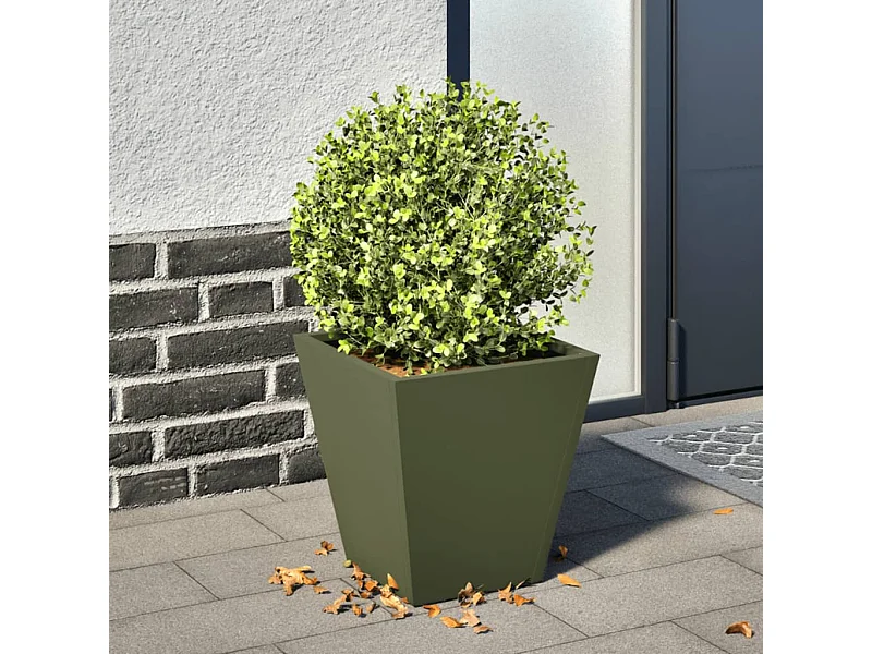 Jardinière vert olive 30x30x30 cm acier