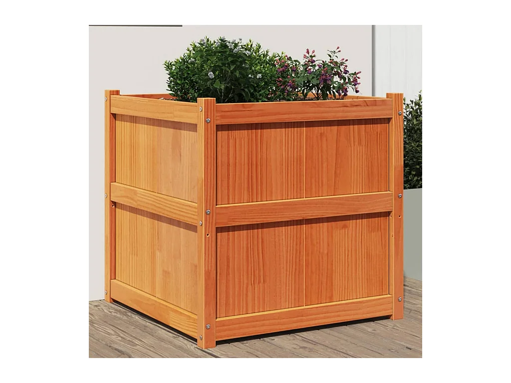 Fioriera in cera marrone 70x70x70 cm in legno massello di pino