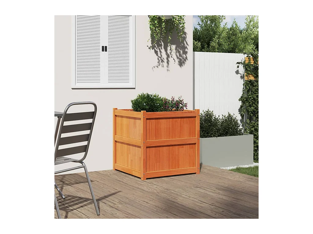 Fioriera in cera marrone 70x70x70 cm in legno massello di pino