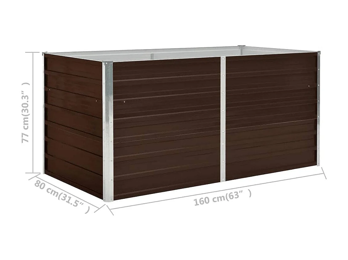 Jardinière surélevée Marron 160x80x77 cm Acier galvanisé