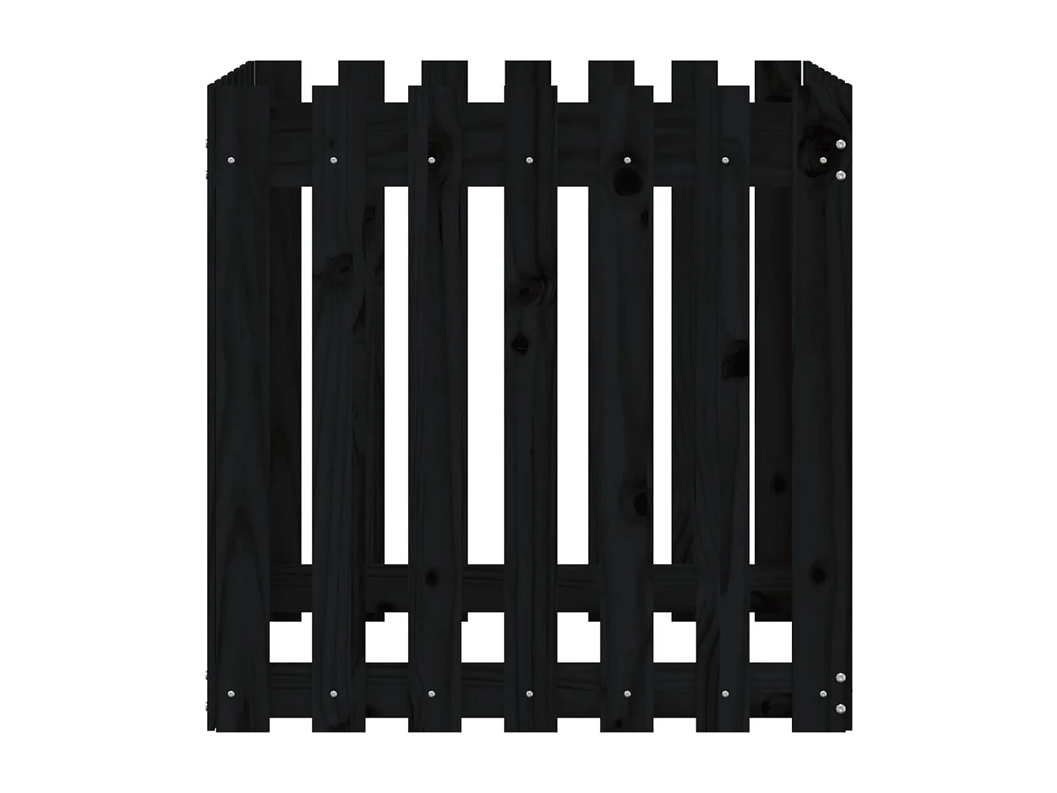 Jardinière avec design de clôture noir 70x70x70 cm pin massif