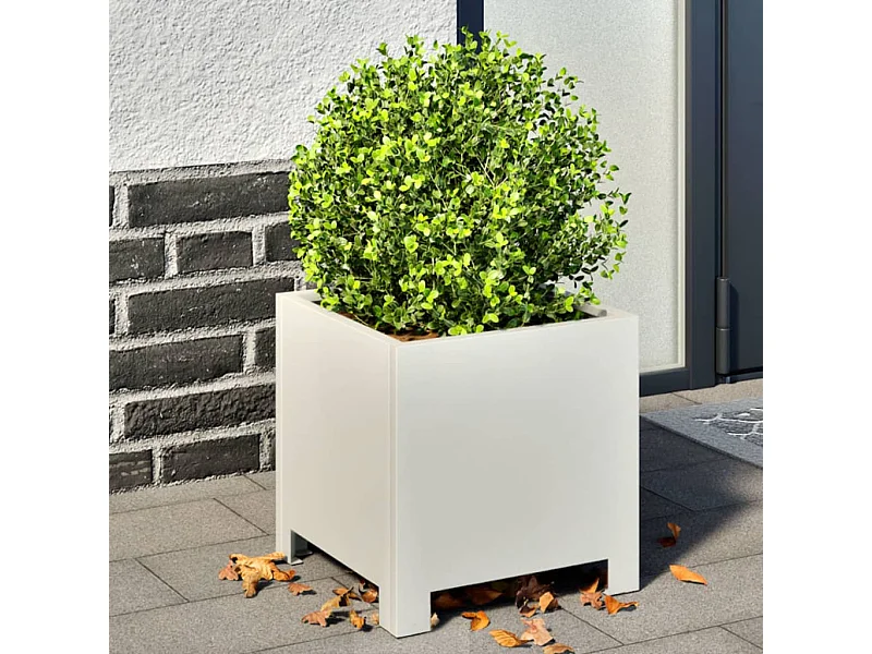 Witte plantenbak 30x30x30 cm staal