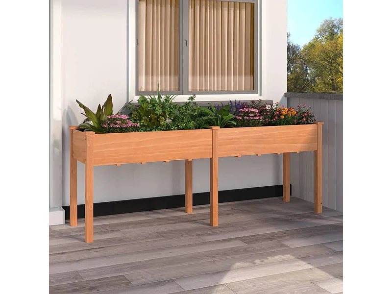 Jardinière avec doublure marron 203x53x76 cm bois massif sapin