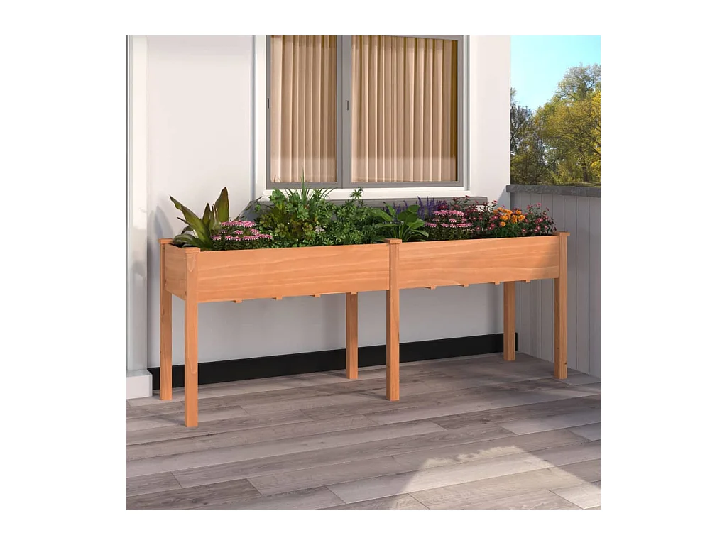 Jardinière avec doublure marron 203x53x76 cm bois massif sapin