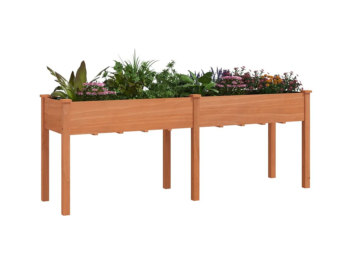 Jardinière avec doublure marron 203x53x76 cm bois massif sapin