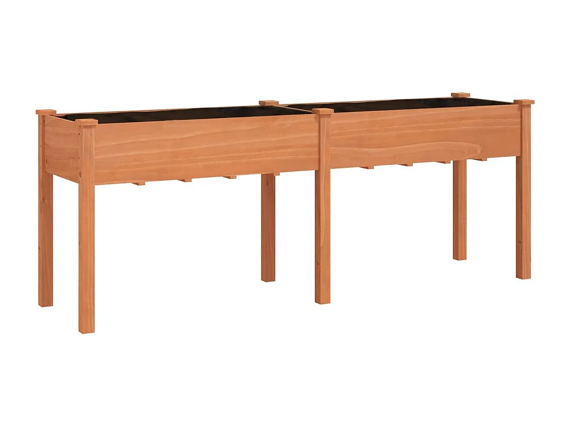 Jardinière avec doublure marron 203x53x76 cm bois massif sapin