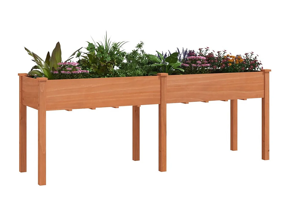Jardinière avec doublure marron 203x53x76 cm bois massif sapin