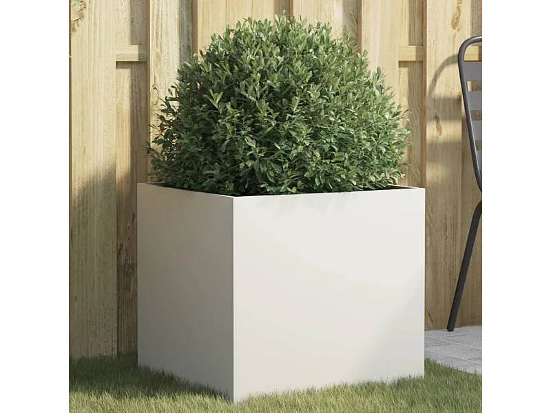 Witte plantenbak 49x47x46 cm staal