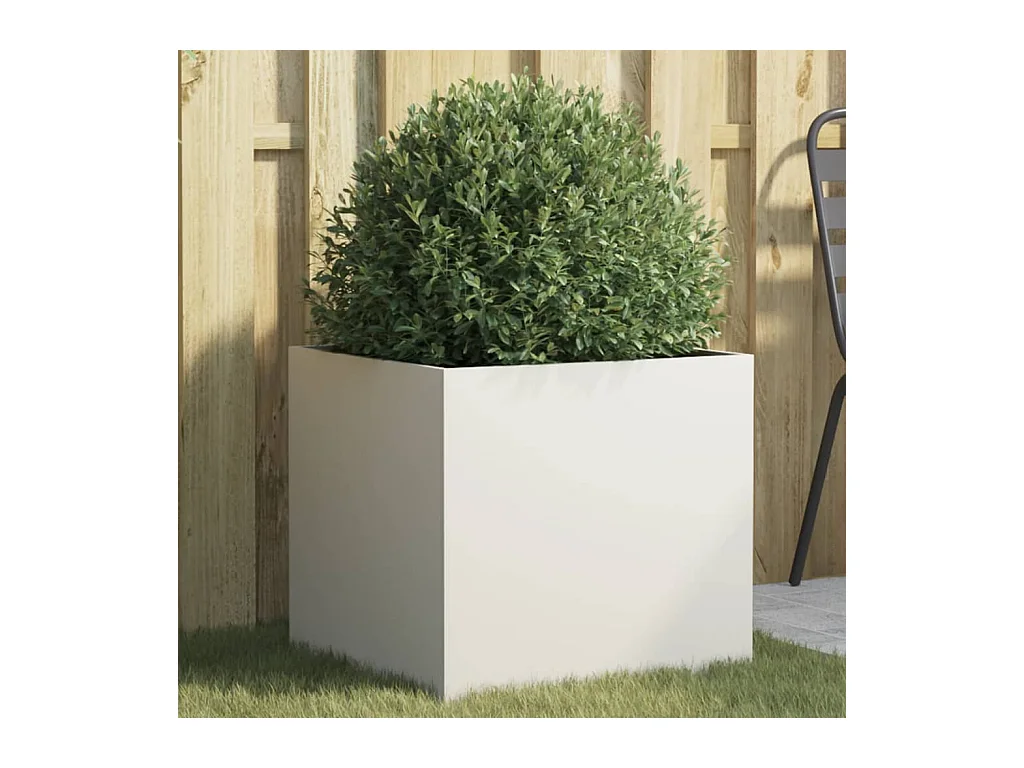 Witte plantenbak 49x47x46 cm staal