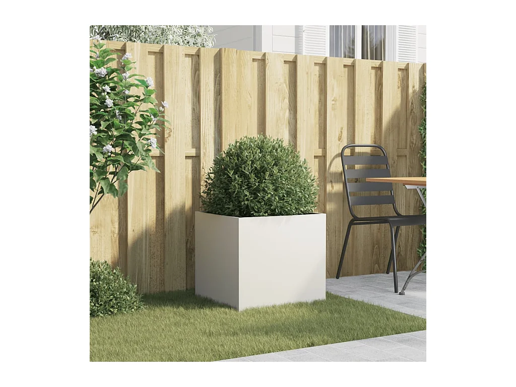 Witte plantenbak 49x47x46 cm staal