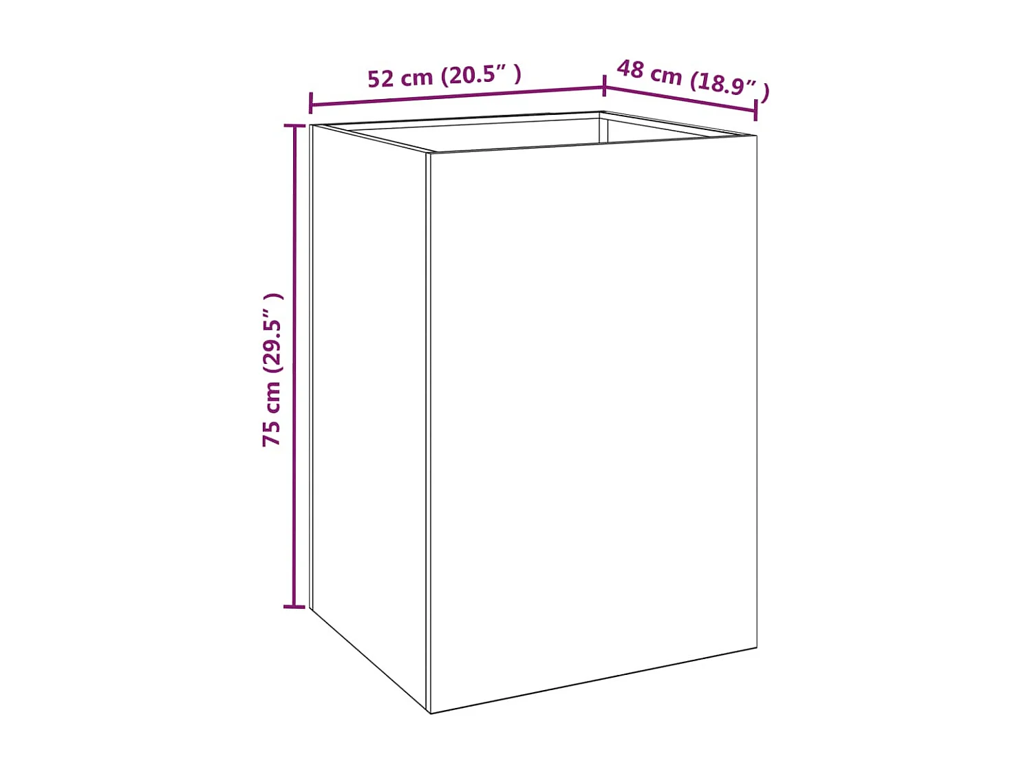 Jardinière 52x48x75 cm acier corten