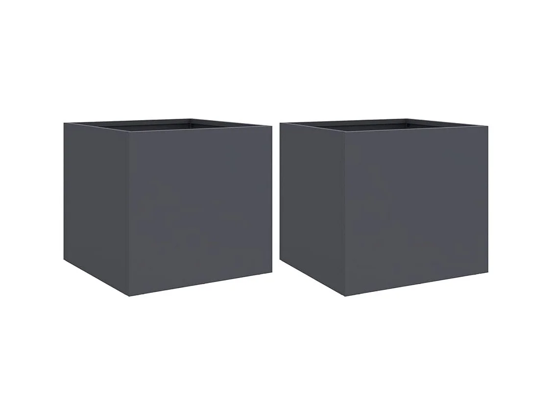 Fioriere 2 pz antracite 32x30x29 cm acciaio