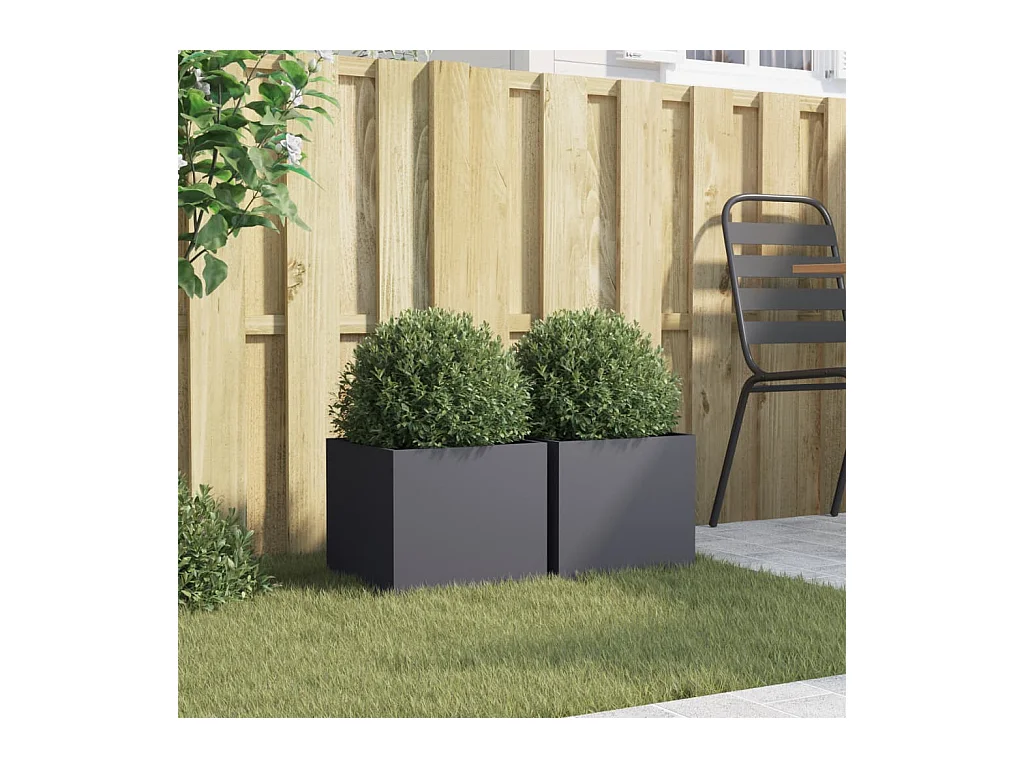 Fioriere 2 pz antracite 32x30x29 cm acciaio