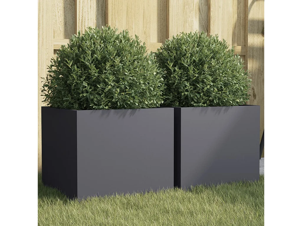Jardinières 2 pcs anthracite 32x30x29 cm acier