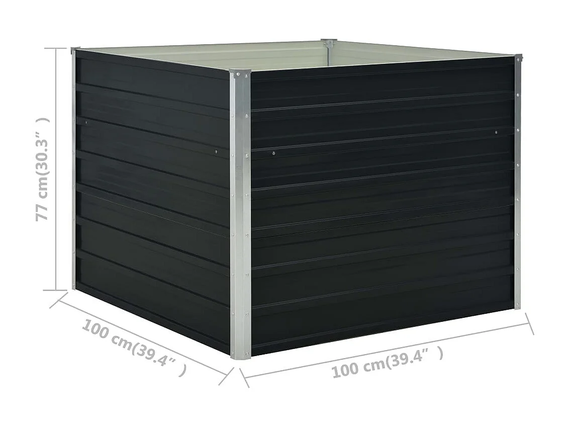 Verhoogde plantenbak Antraciet 100x100x77 cm Gegalvaniseerd staal