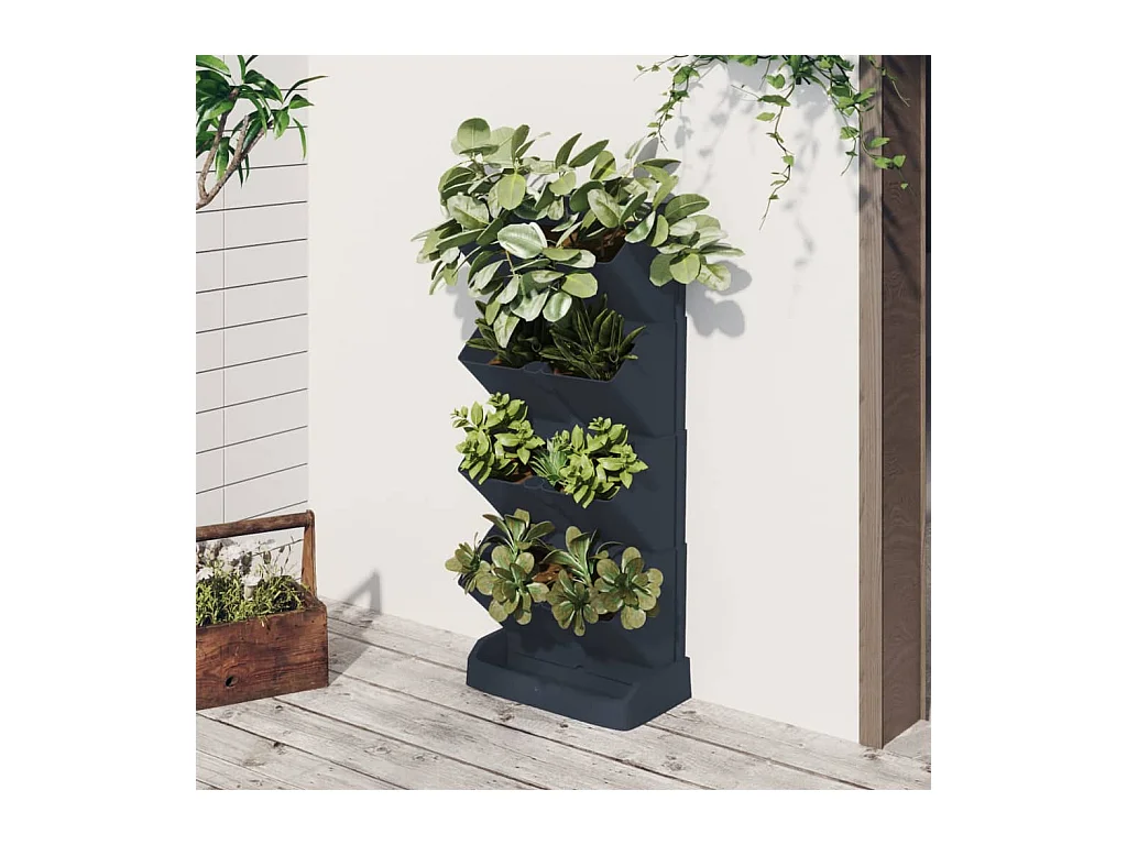 Ensemble de jardinières verticales 4 pcs Anthracite PP