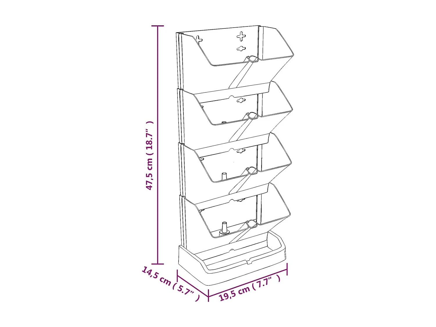 Juego de jardineras verticales de 4 piezas, antracita PP