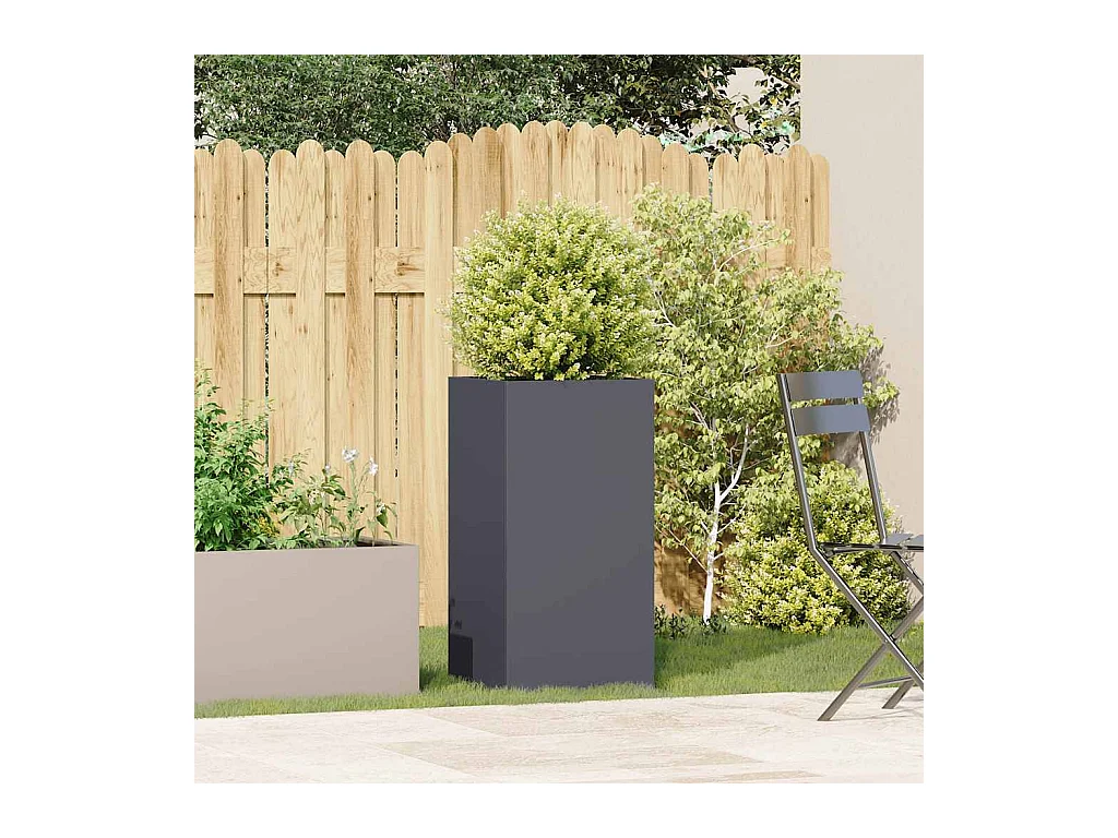Jardinière anthracite 40x40x80 cm acier laminé à froid