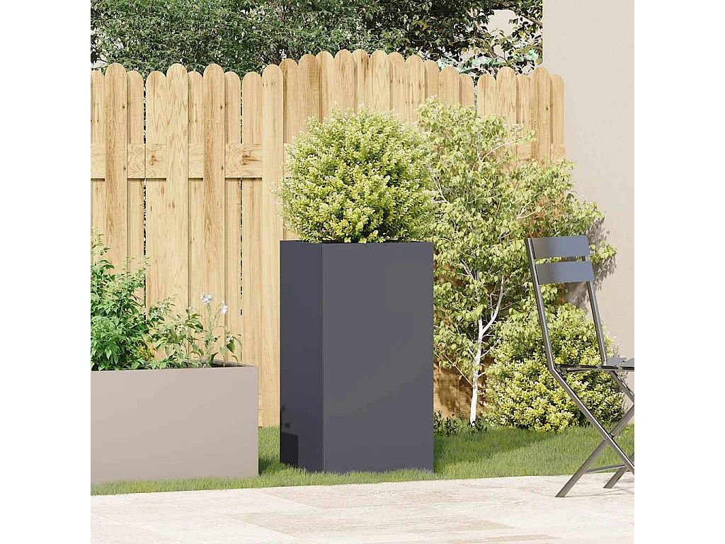 Jardinière anthracite 40x40x80 cm acier laminé à froid