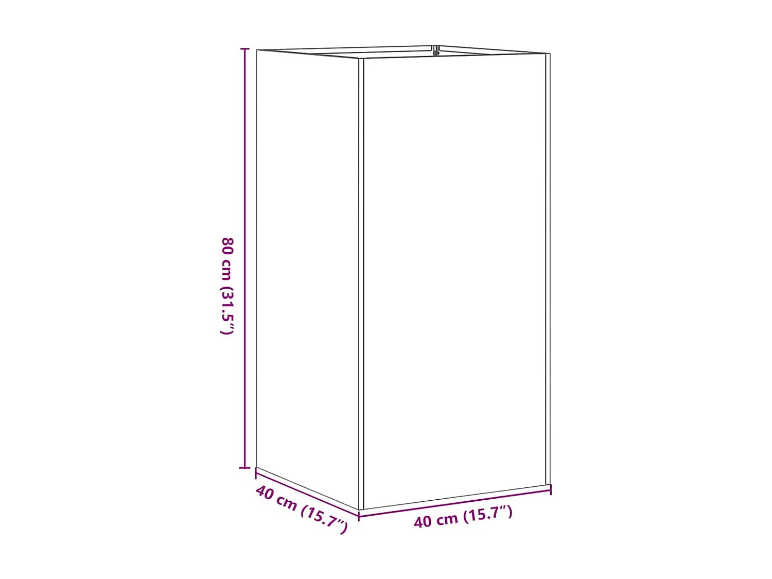 Jardinière anthracite 40x40x80 cm acier laminé à froid
