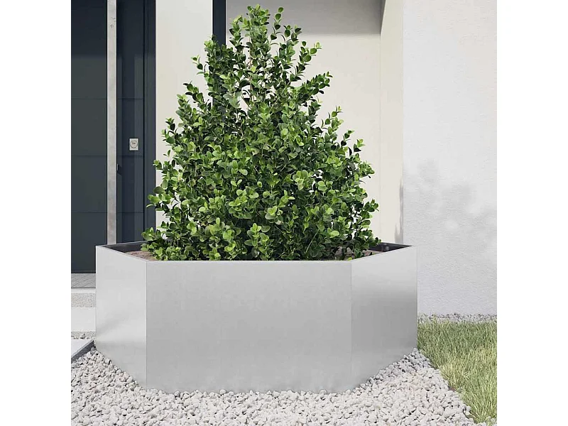 Zeshoekige plantenbak 138x120x45 cm gegalvaniseerd staal