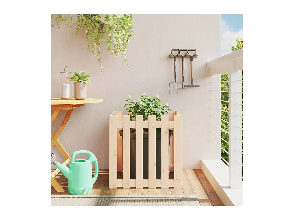 Jardinière avec design de clôture 60x60x60 cm pin massif